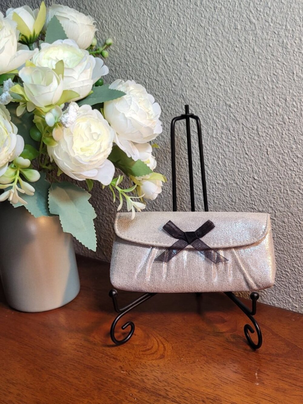 Bvlgari Silver Shimmer Clutch Purse